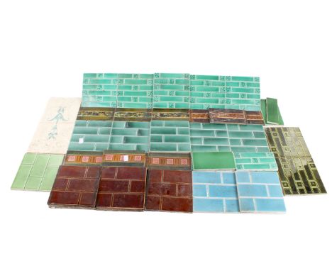 A collection of assorted Victorian and later ceramic wall tiles. Various colours and patterns, dimensions circa 15cm x 15cm a
