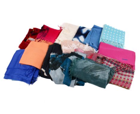 A collection of contemporary scarves in a variety of fabrics. Including five Oska scarves (one with the original tags), a Jup