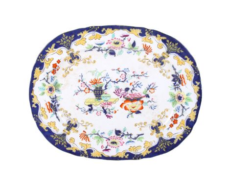 A Victorian large Mintons polychrome chinoiserie meat plate. Impress marks to the base. 55cm x 43cm