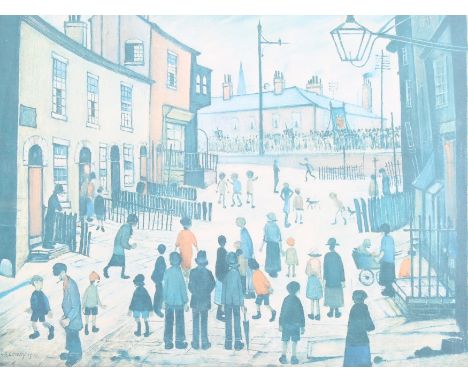 L S Lowry (1887-1976) - 'A Procession', print. 60cm x 45cm. Framed and glazed