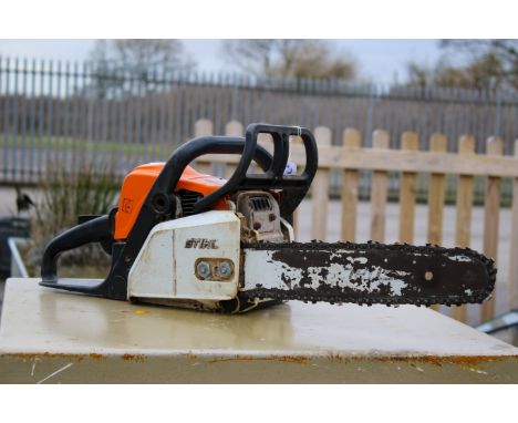 A Stihl MS180 petrol chainsaw. 114db, L71cm