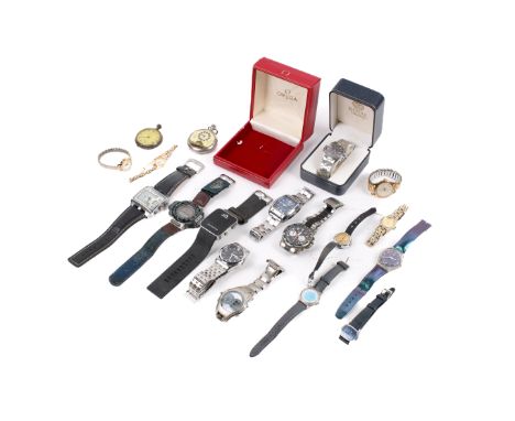 An assortment of watches. Including a gentleman's Citizen stainless steel bracelet watch, an Octanta French 8 day pocket watc