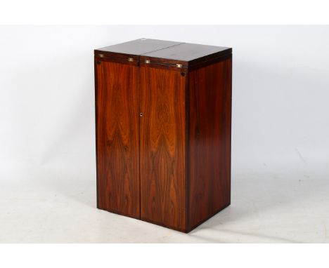 A circa 1960s folding drinks cabinet. By Johannes Andersen & Erik Buch for Dyrlund. H91cm x W59cm x D45cm (closed).