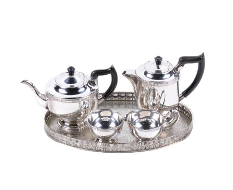 A Viners of Sheffield silver plated tea and coffee service. Comprising a teapot, coffee pot, sugar bowl and cream jug, all wi