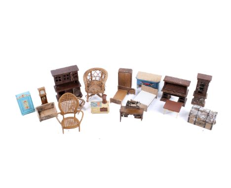 A collection of assorted vintage dolls house furniture. Max. H15cm