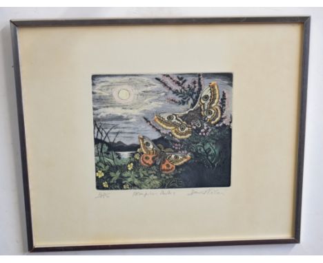 •AR David Koster (born 1926), "Emperor Moths", coloured etching, signed, numbered 40/150 and inscribed with title in pencil t