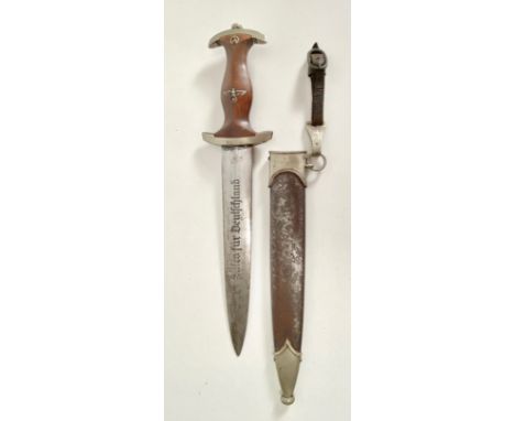 German Third Reich SA Dagger by Ed. Wusthof of Solingen  A good example with nickel mounts, the blade etched Alles fur Deutsc