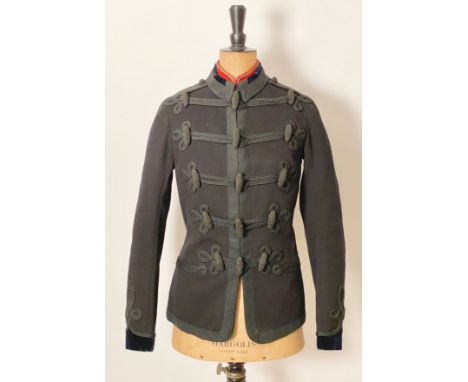 Royal Artillery Victorian Officer Patrol Frock Tunic  A rare example of dark blue Melton cloth, to each breast five rows of b