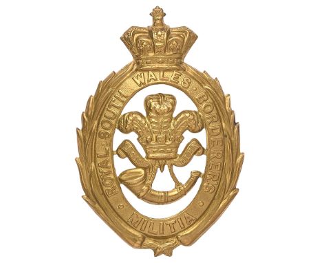 Welsh. Royal South Wales Borderers Militia Victorian&nbsp; glengarry badge circa 1876-81. Good scarce die-stamped brass crown