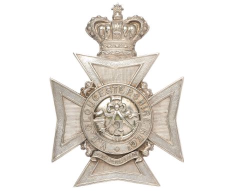 2nd VB Gloucestershire Regiment Victorian Officer pouch belt plate circa 1905-08.  Good scarce die-stamped silvered crowned M