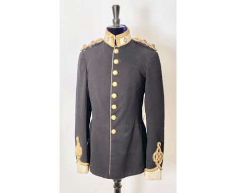 Army Service Corps Officers Pre WW1 Full Dress Tunic.  A good example, blue uniform with white facings and piping, gold Staff