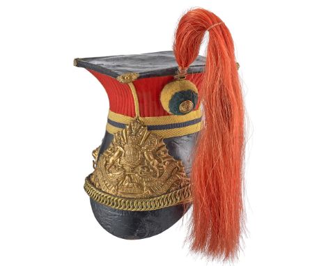 12th (Prince of Wales Royal) Lancers, Victorian lance cap&nbsp; circa 1882-1905. A good example of black patent leather body,