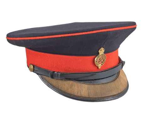 Household Cavalry Officers Peaked Forage Cap.  A good George VI period example by Herbert Johnson, London.  Black cloth body 