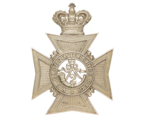 2nd VB Gloucestershire Regiment Victorian Officer pouch belt plate circa 1883-1905.  Good scarce die-stamped silvered crowned
