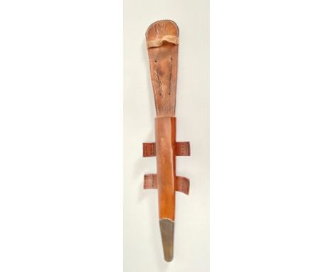 WW2 Fairbairn-Sykes Parkerised &amp; Leather Commando fighting knife Scabbard.  A very good example light tan brown leather s