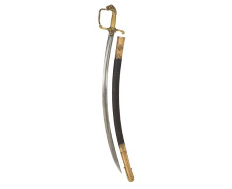 Bandsman Sword &amp; Scabbard early 19th Century .  A scarce example the single edged curved blade is a length of 26 inches. 