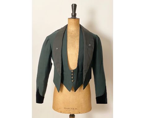 Rifle Brigade Officer Mess Jacket &amp; Waistcoat.  A good example of regimental pattern, dark green cloth with black facing 