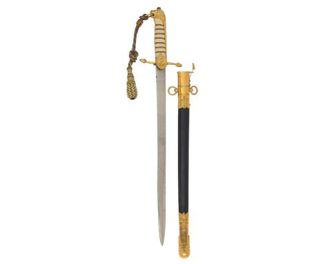 Royal Navy Midshipman's dirk.  A good George VI period example.  The blade is etched with a crowned foul anchor and a crowned