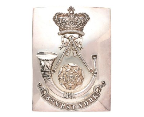 3rd West York Militia pre 1855 Victorian Officer shoulder belt plate.  Fine scarce silver on copper example burnished rectang
