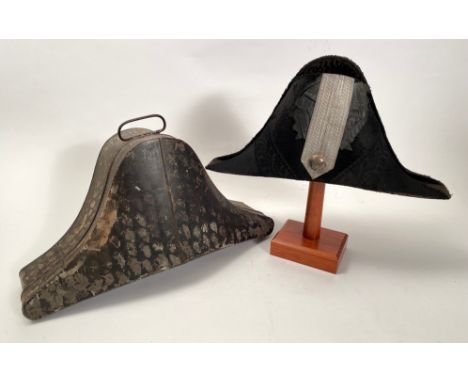 Victorian Volunteer Engineers Staff Officers cocked hat. A good clean example of black beaver by Thornley of Bath and Bristol