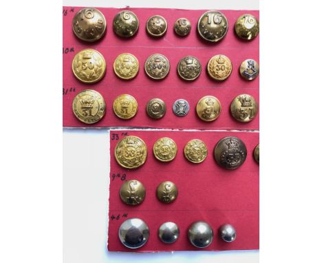 38 Indian Army 16th Punjab Regiment associated buttons.  Includes assortment of 16th, 30th, 31st, 33rd, 9th and 46th. Various