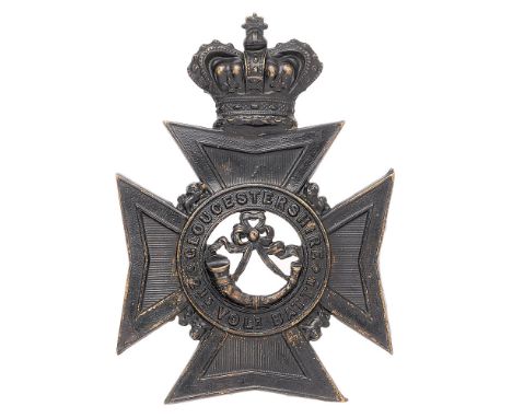 2nd VB Gloucestershire Regiment Victorian helmet plate circa 1883-1901.   Good die-stamped blackened brass crowned Maltese cr