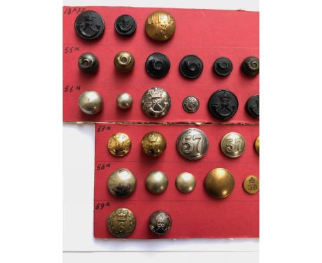 34 Indian Army Frontier Force buttons.  Includes assortment of 13th, 55th, 56th, 57th, 58th and 59th. Various sizes and condi