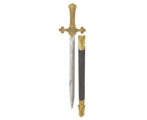 George VI 1895 Pattern Bandsman Sidearm Sword.  A very good clean example, the spear point double edged 13 inch blade with cu