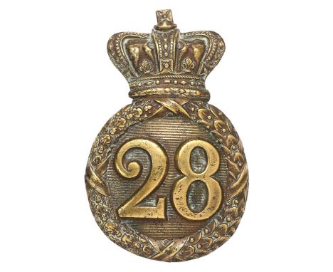 28th Foot (North Gloucester) Crimean War Victorian Albert Shako plate and back badge circa 1838-55.  Good scarce die-stamped 