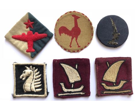 6 WW2 Indian Army formation signs.  Indian Air Formation Signals (embroidered) ... 23rd Division (printed) ... 20th Division 
