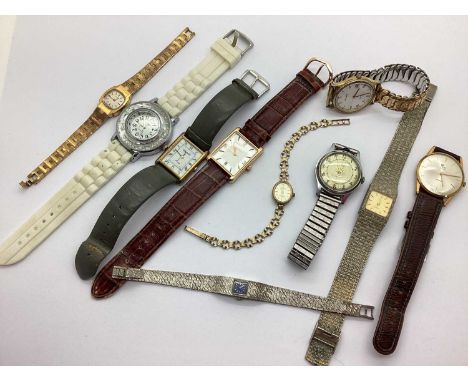 A 9ct Gold Cased Ladies Wristwatch, to openwork bracelet with clasp stamped "375"; together with further assorted ladies and 