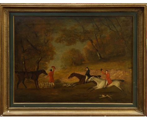 Mid-19th century English School oil on canvas - hunting scene - 'The Capture', apparently unsigned, 72cm x 93cm CONDITION REP