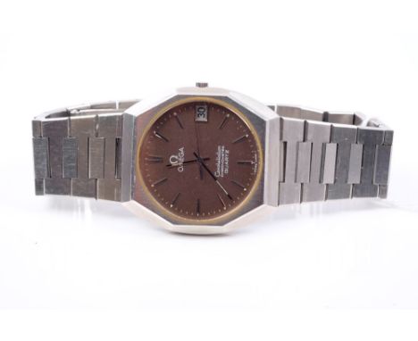 Gentlemen's Omega Constellation Chronometer Quartz wristwatch with Quartz calibre 1333 movement, circular graphite dial with 