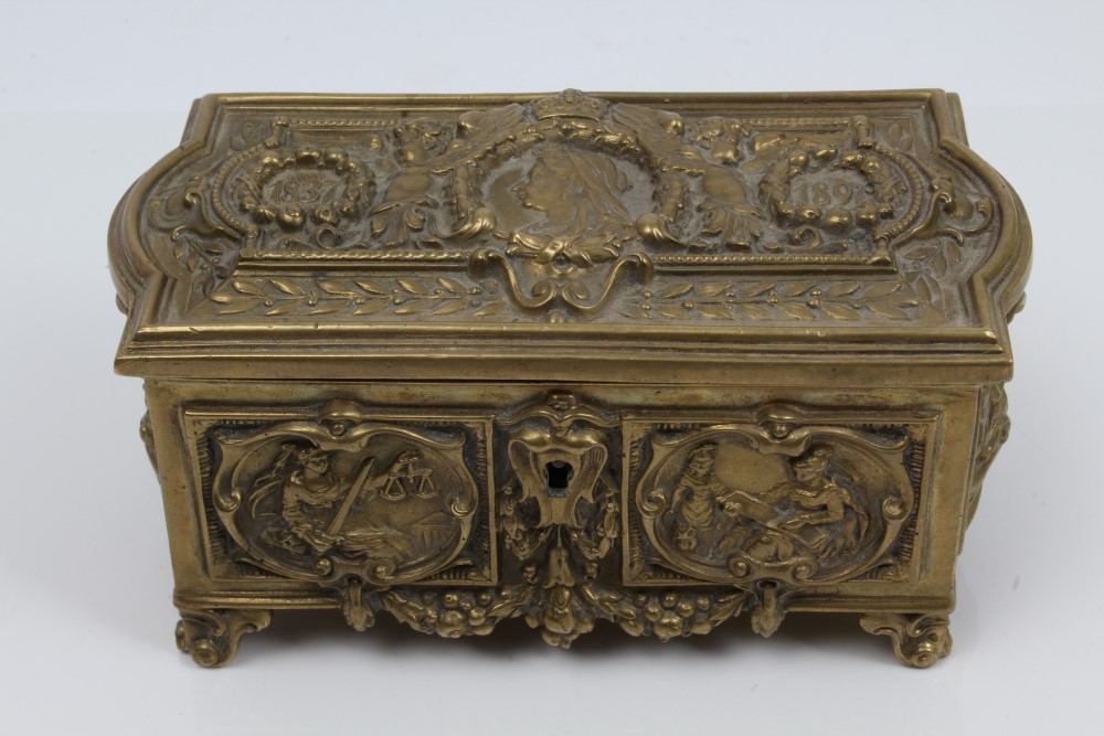 Victorian gilt brass casket commemorating Queen Victoria's Diamond ...