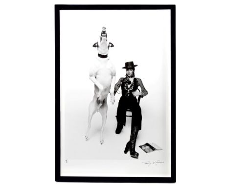 *Terry O'Neill (b. 1938), silver gelatin print - David Bowie, Diamond Dogs, London 1974, signed in ink and numbered 35 / 50, 