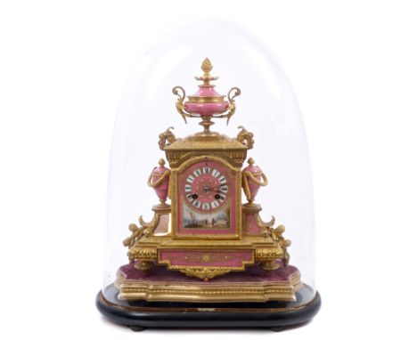 19th century mantel clock with French eight day movement striking on a bell, signed - R. G. Paris, London Best Warranted 2784