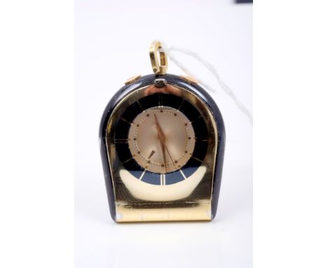 1960s Jaeger-LeCoultre travelling alarm pocket watch in gilt and black enamelled case