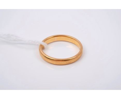 Gold (22ct) wedding ring (London 1920).  Ring size S CONDITION REPORT Good condition commensurate with age, scuffs and usual 