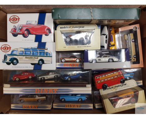 TRAY OF MISCELLANEOUS DIECAST - including later DINKY by MATCHBOX and a BRIMTOY CLOCKWORK BUS - F/G in F/G boxes where boxed 