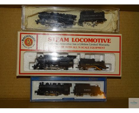 N GAUGE - GROUP OF US OUTLINE STEAM LOCOMOTIVES BY BACHMANN (one A/F) - G/VG in G boxes (where boxed) - 3