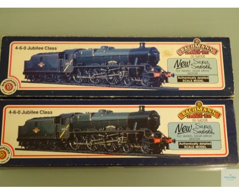 OO GAUGE - PAIR OF BACHMANN JUBILEE CLASS STEAM LOCOS numbered 45568 and 45596 - VG/E in G/VG boxes (2)