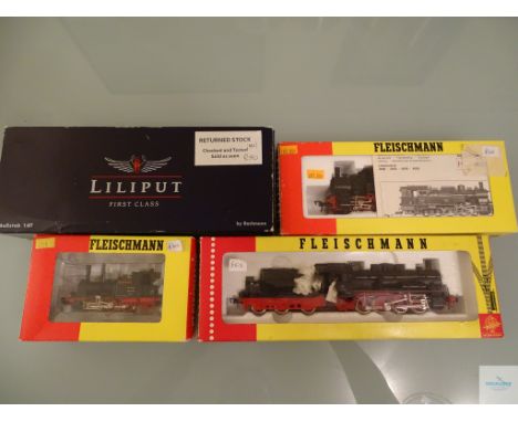 HO GAUGE - GROUP OF GERMAN OUTLINE STEAM LOCOS by FLEISCHMANN and LILIPUT - VG in G boxes (4)