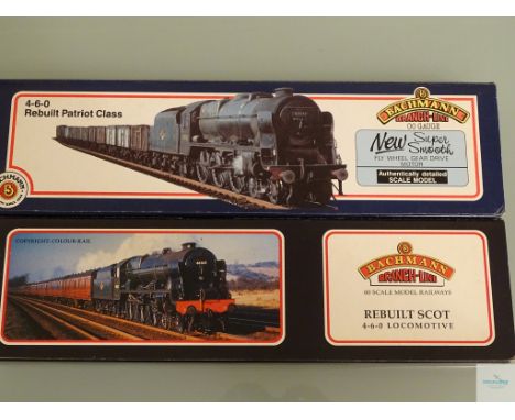 OO GAUGE - PAIR OF BACHMANN STEAM LOCOS - comprising a REBUILT PATRIOT 45545 and a REBUILT SCOT 46102 'BLACK WATCH' - VG/E in