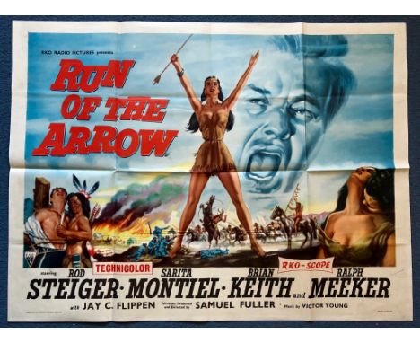RUN OF THE ARROW (1957) - British UK Quad Film Poster - First Release - Stunning colours & western artwork - 30" x 40" (76 x 