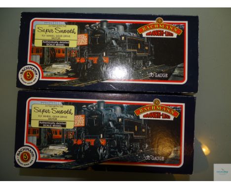 OO GAUGE -  A PAIR OF BACHMANN IVATT TANK STEAM LOCOMOTIVES comprising 31-450 and 31-452A both in BR BLACK livery - VG in G/V