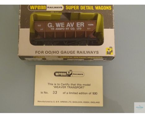 OO GAUGE - WRENN RAILWAYS - W5502 WEAVER TRANSPORT HOPPER WAGON - LIMITED EDITION WITH CERTIFICATE - 277 PRODUCED, LESS THAN 