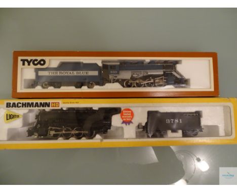 HO GAUGE - PAIR OF AMERICAN OUTLINE STEAM LOCOS by TYCO and BACHMANN - G/VG in G/VG boxes (2)