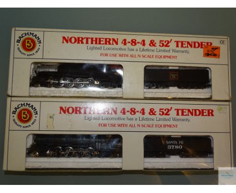 N GAUGE - PAIR OF AMERICAN OUTLINE STEAM LOCOMOTIVES by BACHMANN - G/VG in F/G boxes (2)