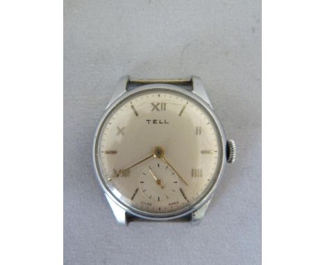 A Tell gentleman's wristwatch with roman numerals interspersed with bars on the chapter ring, secondary dial, serial number  