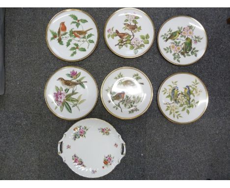 Spode - Garden Bird plates, Blue titmouse; Wren; Greenfinch; Mistle Thrush; Chaffinch and Robin Redbreast, boxed, 24cm diam m